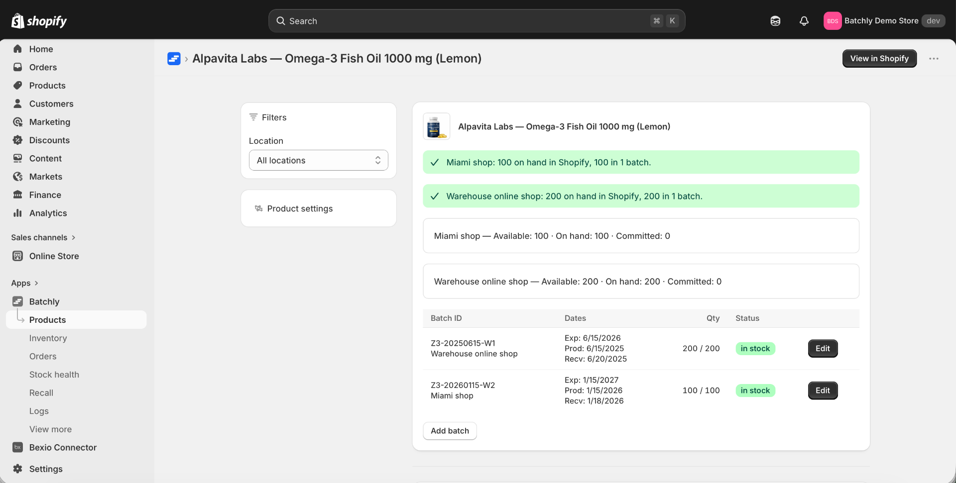 Track Batch Batchly – Batch Management for Shopify